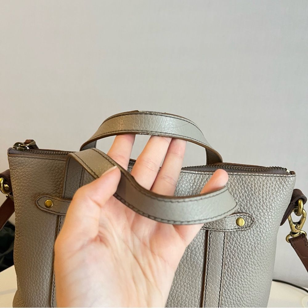 FOSSIL Leather Tan Grey Maddox Sydney Crossbody Satchel Ryder - Picture 4 of 10